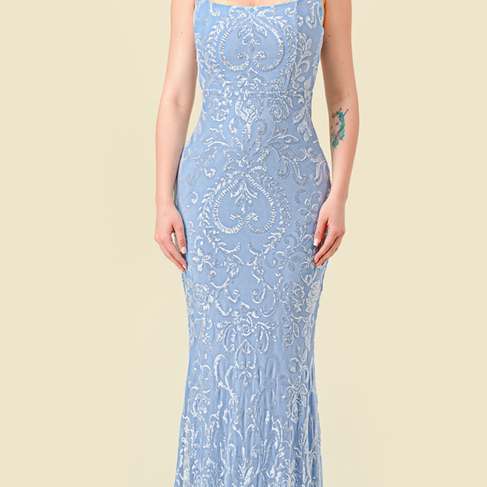 Elegant Blue Lace Dress